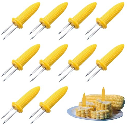 LINGJIA 30 Pièces Supports à Maïs en Acier Support, Porte Épis de Maïs, Porte Maïs Bbq, Fourchette à Éplucher les Pommes de Terre, Fourchette à Pâtisserie, Double Fourchette à Épis de Maïs,