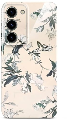 ONEFLOW Flower Cover für Samsung Galaxy S23 Hülle in Floral Optik, Blumen Designer Case Handy Schutzhülle mit Kameraschutz, Hardcase dünne Handyhülle Blumenmuster, Creme Beige