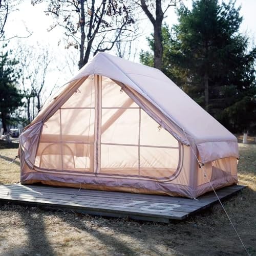 Aufblasbare Zelte für Camping mit Pumpe, Luftglamping-Zelte, einfacher Aufbau, 3 x 2,1 m, wasserdichtes aufblasbares Zelt, 2–4 Personen Oxford Kabinenzelt mit Netzfenster.