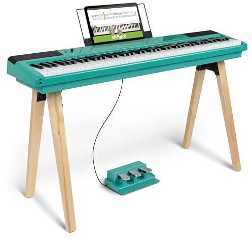 Alesis Recital Home Pianoforte Digitale con 88 Tasti Pesati con azione a Martello, Supporto, Pedali e Lezioni, Turchese