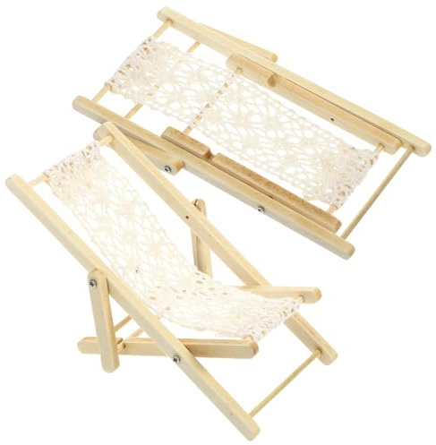 PERSELOSO 2pcs Miniature Lounge Chair Mini Deck Chair Model for Sylvanian Furniture Garden Seats