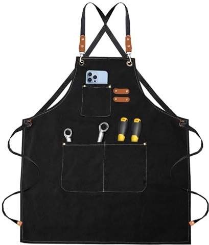 ZMDMAH Kochschürze Grillschürze Für Männer und Frauen kochschürze Herren Grillschürze für Männer Verlängert Canvas Wasserdicht Kreuz-Rücken Design für Küche Grill Handgemacht Backen Gärtner