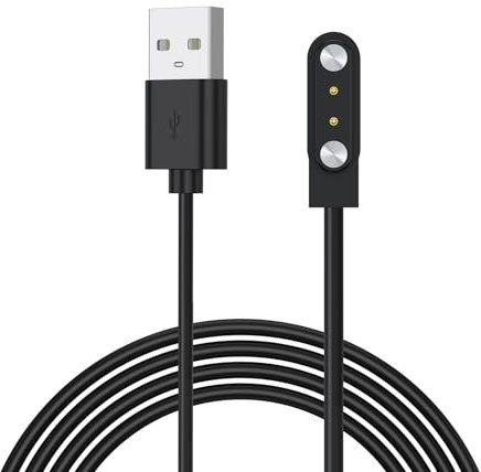 Amzpas Caricatore Smartwatch Universale, Cavo USB di Ricarica Magnetico a 2 Pin per Smartwatch, Spaziatura Contatti Caricatore 4 mm, Accessori per Orologio (Nero)
