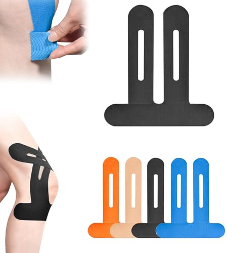 PreCut Sport Tape, Knie Tape Bandage Knie Stabilisierung, Gittertape für Knie, Wasserfestes Elastisches Physio Tape für Knieschmerzen (Schwarz*10)