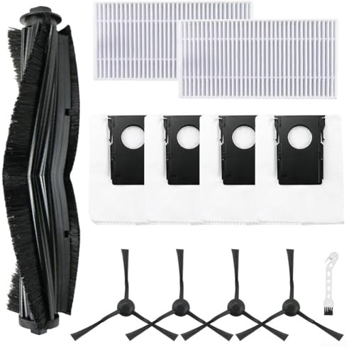 Juego de piezas de repuesto para aspiradora Eureka J20 y para robot aspirador Midea W20 con cepillo principal, cepillos laterales, filtros, bolsas de polvo y cepillo de limpieza para el cuidado del