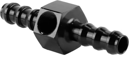 Alide 5/16 Barb Fuel Pressure Gauge Fitting Adapter, Aluminum Inline Fuel Pressure Gauge Connectors with 1/8 NPT Sensor Gage Port (Black)