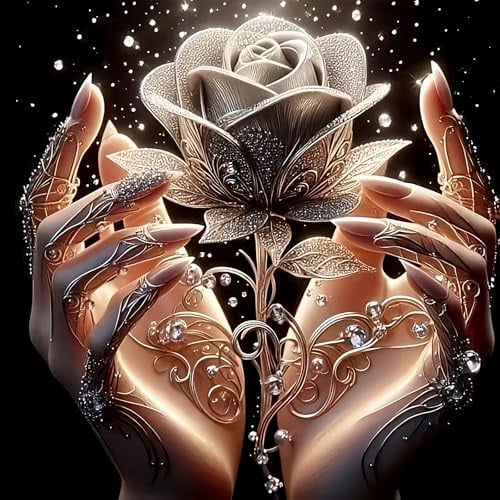 DPIDEA Diamond Painting Rose, Diamant Painting Bilder Erwachsene Rosa 5D Diamant Malerei Runde Steine für Wanddekoration 30x30 cm
