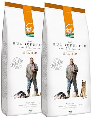 defu Hundefutter | 2 x 12,5 kg | Multipack Senior Bio Geflügel | Premium Bio Trockenfutter für ältere Hunde