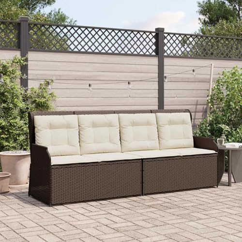 Owoxanthellate Poly-Rattan Lounge-Gartenbank 110×67×95 cm Braun mit Verstellbarer Rückenlehne und wetterfestem Rahmen Modern und robust für Garten Terrasse und kleine Balkone