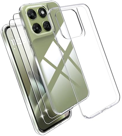 Effcotuo Hülle für Motorola Moto G67 / G77 /G87 5G Cover mit 2 Stücke Schutzfolie für Panzerglas Displayschutzfolie Handyhülle Transparent TPU Schutzhülle Case