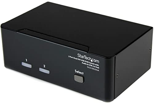 StarTech.com 2 Port DVI USB KVM Switch mit Audio und USB 2.0 Hub - 2-fach Dual DVI-I USB Umschalter