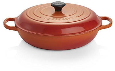 Le Creuset Signature - Braiser redondo de hierro fundido esmaltado de 5 cuartos 5 cuartos. Braiser Signature 5-Quart Llama.