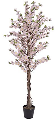 EUROPALMS Kirschbaum mit 3 Stämmen, Kunstpflanze, Rose, 150 cm | Blühender Kirschbaum