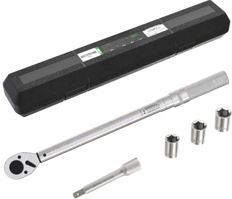 Set chiave dinamometrica con prolunga e bussole da 17, 19, 21 mm WIESEMANN 1893 | chiave a scatto con attacco a destra con doppia scala | lega acciaio CV cromato | 80386
