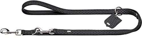 HUNTER Hella Reflect verstellbare Führleine für Hunde, reflektierend, Textil, Kunstleder, 1,5 x 200 cm, schwarz