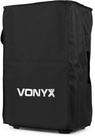 Vonyx SC12 Universal 12 Inch Speaker Bag - Durable Nylon Carry Case Cover with Telescopic Handle Opening & Accessory Storage Pocket for AP, SPJ, Skytec, QTX & QR PA Speakers, Black
