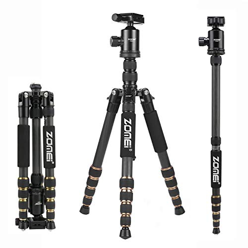 ZOMEI Z699C Treppiede portatile in fibra di carbonio con testa compatta da viaggio per Canon, Sony, Nikon, Samsung, Panasonic, Olympus, Kodak, Fuji, Telecamere e Videocamera