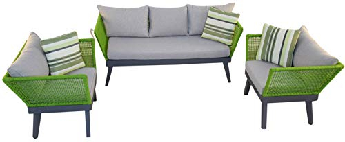 Jet-Line | Gartenset Cuba | Loungemöbel | grün | Exklusive | Garten | Terrasse | Balkon | Lounge | Möbel | Seilwicklung | Rope | Sofa | Sessel | Top Qualität