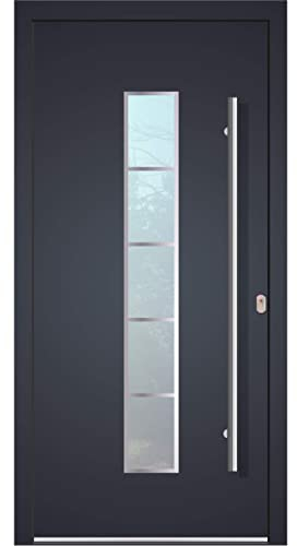 Haustür Welthaus WH75 Standard Aluminium mit Kunststoff LA250 Frankfurt Tür 1100x2100mm DIN Rechts Farbe aussen anthrazit Innen weiß außengriff BGR1400 innendrucker M45 Zylinder 5 Schlüßel