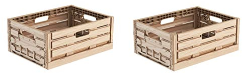 2x Faltbox im Holzdesign 40x30x16 * Klappbox für Obst, Gemüse * Obstkiste Gemüsekiste Holz Optik