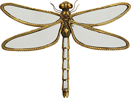 Kare Design Wandschmuck Dragonfly Mirror Gold, Glas verspiegelt, Wanddekoration, Accessiore, Dekofigur, 36x5x47cm