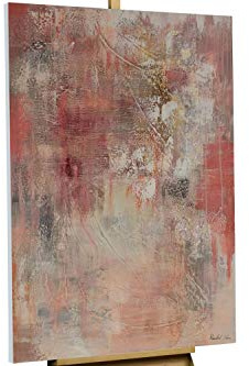 KunstLoft Tableau peinture moderne | 100% PEINT À LA MAIN | 80x120cm | Peinture sur toile 'Magic of Roses' | Abstrait | Rouge Rose | Deco murale salon