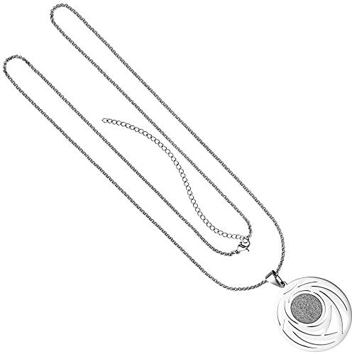 Jobo Damen-Halskette aus Edelstahl mit rundem Anhänger 80 cm
