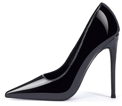 GENSHUO Scarpe da Donna a Punta con Tacco Alto e Tacco a Spillo Sexy, Nero (Interamente Nero), 42 EU