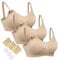 HOFISH Maternity Nursing Bras Seamless 3 Pack Sleep Bralette for Breastfeeding with Free Bra Extenders & Clips(Beige,L)
