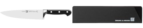 ZWILLING Chef's Knife, Blade Length: 20 cm, Wide Blade, Special Stainless Steel/Plastic Handle, Professional S, Silver/Black & Accessories Sheath,14 cm, Black