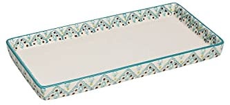 Tranquillo Badablage rechteckig Badtablett handbedruckte Keramik Oriental, 23x12x2,5 cm