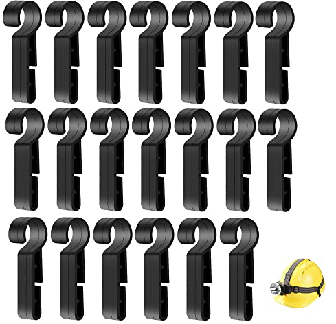 CHENNAN 20 Stück Scheinwerfer-Clip Schutzhelm kopflampe Clip Helmclips für Scheinwerfer Schwarz Stirnlampen Clips-Hardhat Scheinwerferhaken für Feeignet für Alle Arten von Scheinwerfern, Schutzhelm