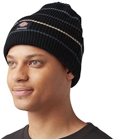 Dickies Men's Cuffed Knit Skateboarding Black Stripes Beanie Hat