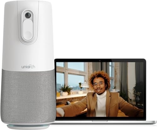 uniarch Webcam mit Mikrofon und Lautsprecher für Videokonferenz, Tragbare 5M Voice Pickup /100°Weitwinkel/Rauschunterdrückung für 1080P Konferenz Kamera, Abdeckung zum Schutz der Privatsphäre für PC