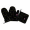 Samgula Schwarze Katzen-Ofenhandschuhe und Topflappen-Set, coole Tieraugen, hitzebeständig, 3 Stück zum Kochen, Backen, Grillen