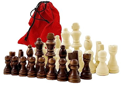 Wooden Chess Pieces with Felt Gliders (Size L in Bag (King Height 79 mm)