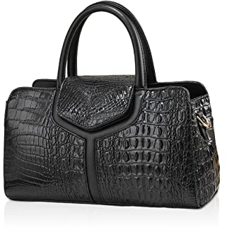 NICOLE & DORIS Handtasche Damen Krokodil Henkeltasche Elegant Schultertaschen PU Leder Umhängetasche Crossbody Bag Frauen Satchel Handtasche Clutch Tasche Schwarz