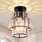 Cainjiazh Mini-Kronleuchter Double-Layers Crystal Kronleuchter Flush Mount Deckenleuchte Modern Kronleuchter Beleuchtung für Schlafzimmer Flur Bar Küche Bad （black）