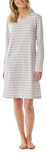 Schiesser Damen Langarm Weiche Baumwolle Bigshirt Mit Taschen - Nightwear Nachthemd, Silbergrau-Mel._181745, 50 EU