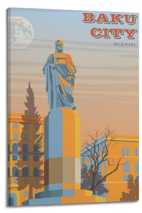 EERS Vintage-Poster, Motiv: Baku City, Nizami, Poster, dekoratives Gemälde, Leinwand, Wandposter und Kunstdruck, modernes Familienschlafzimmer, Dekoration, Poster, 40 x 60 cm