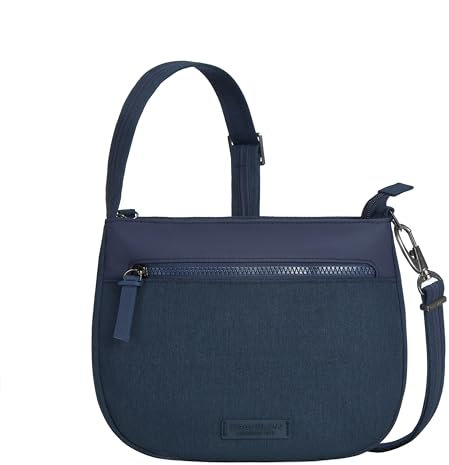 Travelon Uni Diebstahlschutz Metro Sattel Crossbody Umhängetasche, Marineblau, meliert