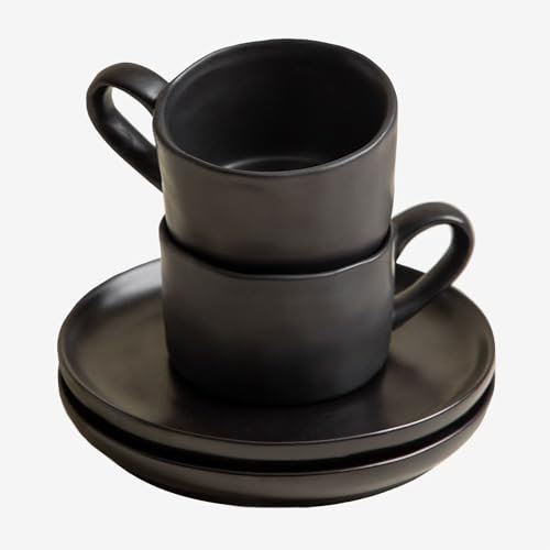 SKLUM 2er Set Kaffeetassen 100ml mit Untertasse Belvere