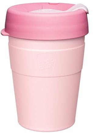 KeepCup Taza de café térmica reutilizable aislada al vacío con tapa a prueba de salpicaduras, 340 ml, rosa