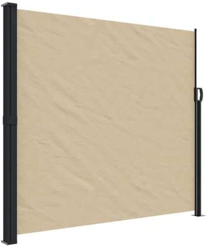 vidaXL Seitenmarkise, Sichtschutz Ausziehbar, Windschutz Sonnenschutz für Garten Balkon Terrasse, Seitenrollo Seitenwandmarkise, Beige 180x300cm