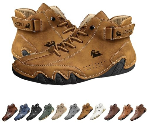 Stivali alti in pelle scamosciata fatti a mano in Italia, scarpe da ginnastica casual da uomo leggere e impermeabili Beck, scarpe da uomo a piedi nudi for escursioni e guida, stivali Chukka(marrone,43