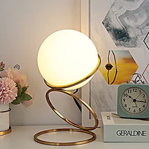 SSNCcNC Kreativ Glaskugel Nachttischlampe Schlafzimmer Tischlampe E27 Fassung Golden Tischleuchte mit Glasschirm Moderne Einfach Wohnzimmer Kinderzimmer Deko Tischbeleuchtung Schreibtischlampe