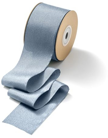 CHUQING Geschenkband Grau Blau Schleifenband Blau Breit Seidenband Chiffonband Dusty Blue Dekoband,5 cm x 23 m