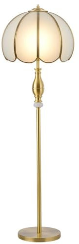 Wylolik Lampadaire avec Abat-Jour Verre Lampes sur Pied en Laiton Poli Lampe Verticale Palais de Luxe Lampes Hautes Classiques Or Lampes de Sol décoratives intérieures Lampadaire élégant pour Chambre