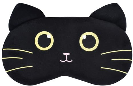 Masque Cache Yeux de Nuit pour Enfants -Masque de Sommeil Animal,Confortable et Ajustable - Idéal pour un Sommeil (Noir)