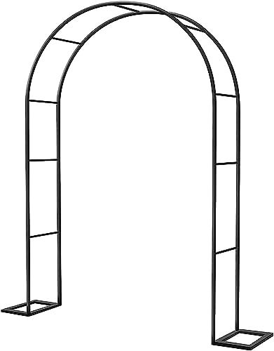 LXWKAI Schwarze Gartenlaube für Verschiedene Kletterpflanzen, Metallbogen mit Sockeln, Hochzeitsbogen, extra hoher Pergola-Spalier, Weinreben-Torbogen (Farbe: Schwarz, Größe: B 240 x H 220 cm)